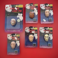Lot Of 6 1980’s 90’s Halloween Flashing Light Pins 1 Skull  4  Mummy’s 1 Pumpkin picture