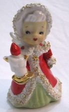 Vtg LEFTON Christmas Angel BELL #4392 Red Green Spaghetti Trim AS IS picture
