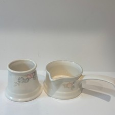 Pfaltzgraff Remembrance Creamer and Sugar Bowl Set Vintage Floral Stoneware USA picture