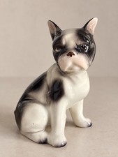 Vintage Japan Porcelain Boston Terrier Dog Figurine – Black & White – 4” Tall picture