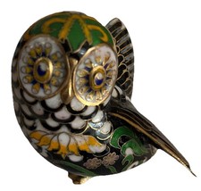 Muscany Owl by House of Fabergé Franklin Mint Cloissone Vintage 1990s 22k 3”x 3” picture