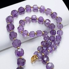 Real amethyst gemstone hand-faceted large bead necklace 90+ grams picture