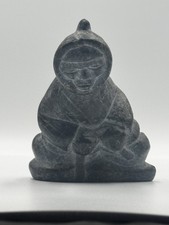 Vintage Inuit Soapstone Carving Cape Dorset E9-1513 Canadian Eskimo Art Tag picture