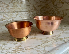 Vintage Mid Century 1960s Gregorian Solid Copper & Brass Bowls Made in USA 2pcs picture