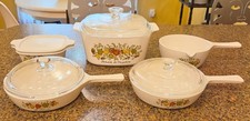 Vintage 9 pc Set Corning Ware Spice Of Life Casseroles, Skillets, Saucepan picture