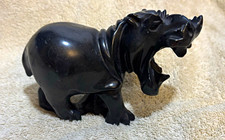 Vintage African hand-carved hippopotamus figurine picture