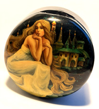 VTG Fedoskino Russian lacquer box Golden Hair picture