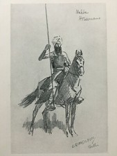 India 1910's Print NABHA WARRIOR ON HORSE 8in x 11in picture