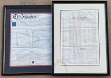 1879 British Indenture & Schedules Set w/ Wax Seals & Property Map – Framed picture