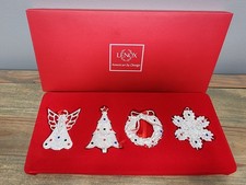 Set 4 Lenox Silver-Plated Seasonal Gems Bejeweled Christmas Ornaments NIB Luxury picture