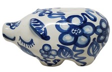Vintage M. A. Hadley Pottery  Piggy Bank Hand Painted Floral Design picture