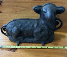 Vintage Antique Griswold 2 Pc Cast Iron Lamb Cake Mold # 866 picture