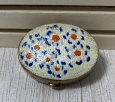 Gold Tone With Floral Enamel Vintage Pill Box picture