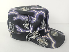 Vintage Harley-Davidson Lightning Bolt Painters Cap Hat Purple Black Snapback picture