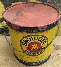 Original Vintage BROWDER 76 LUBRICANT BUCKET 25 Pound TEXAS PETROLIANA OLD CAN picture