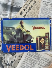 VINTAGE VEEDOL MOTOR OIL ADVERTISING 8X12 INCHES PORCELAIN ENAMEL SIGN picture