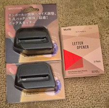 Muclip Plastic Letter Opener 3 Pack Packaged with Box Cutter picture