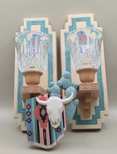 Vtg 1995 Homco Burwood Southwestern Wall Sconces & Steer Skull Plaque 3344 3325 picture