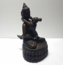 Vintage 16cm X 10cm Old Tibet Tibetan Bronze Woman Man Happy Buddha Statue. picture