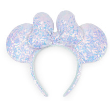 Disney Parks Minnie Iridescent Purple Cotton Candy Ears Sequin Bow Headband NEW picture