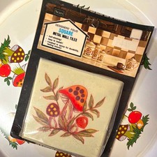 Sears Square Metal Merry Mushroom Wall Tiles  24 4.5 inch tiles/ 1978 picture