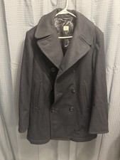 Vintage US Navy Peacoat 40R Black Wool Double Breasted Anchor Buttons NWOT picture