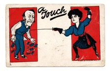 Antique Postcard 1905 Woman Fencing Man Released Money NY picture