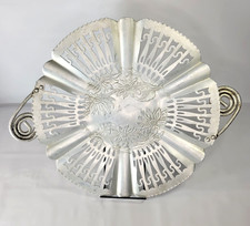 Vintage Farber & Shlevin 1758 Hand Wrought Round Aluminum Tray Round W/Handles picture