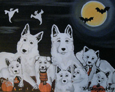 Halloween White German Shepherd Refrigerator Magnet 4
