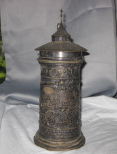 Fine German 800 Silver Covered Beer Stein Cup Nurnberg Johann Wich 19th Shooting picture