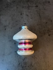 Vintage SHINY BRITE Atomic Stripes Mica UFO Tornado Lantern Ornament picture