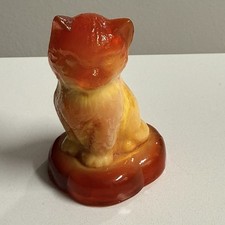 Boyd Amberina Kitten on Pillow-Cadmium Glow- Vintage Art Glass USA picture