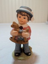 Vintage HOMCO Home Interiors Boy with Rocking Horse Figurine 1419 Matte Bisque picture