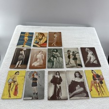 13 Vintage 1920-1940’s Pin Up Trading Cards Of Women Made In USA 5-1/3”x3-1/3” picture
