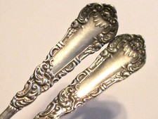 ANTIQUE WILLIAM ROGERS & CO SPOON PAIR EAGLE MARK WM STAR 2 OLD 1800's SPOONS picture