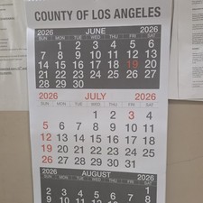 County of Los Angeles 2026 Wall Calendar Page June-July-August 2026 picture