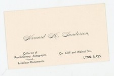 Antique Business Card Howard K. Sanderson Revolutionary Autographs Lynn Mass picture