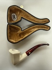 Hand Carved Block Meerschaum Smoking Pipe SMS Meerschaum Turkey & Fitted Case picture