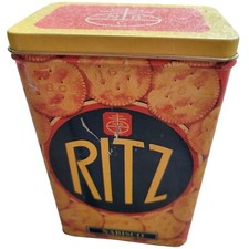 Vtg Nabisco Ritz Cracker Tin Container National Biscuit Company USA 6x4x3In picture