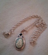Vintage Vatican Library Collection Silvertone Raphael Cherub Angel Cameo Necklac picture