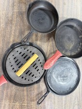 Lot Cast Iron Skillets Lodge & unbranded plus griddle press  WOW  picture