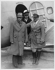 Airman Clyde Pangborn with Colonel Turner and Dr R Nichols at the - Old Photo picture