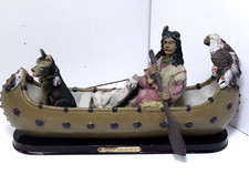 Katelyn Collection Native American Indian Canoe Eagle Wolf Dog Resin Figurine picture