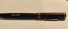 Vintage 1920s Wahl Black Chased Hard Rubber (BCHR) Lever-Filler Fountain Pen 14k picture