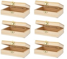 Lot of 6 - Unfinished Wood Box Hinged Crafts Decoupage Decorate 6 x 4 x 2 inches picture