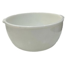 Vintage White Milk Glass Large Mixing Bowl Unmarked With Bottom Dimple Handles picture