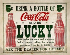 1915 Coca-Cola Advertising Sign With Swastika Motif 11 x 14