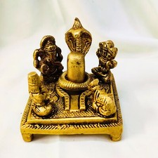 Brass Statue Shiv Panchayat Shiva Lingam with Nandi Ganesh Kartikeya Parvati ... picture