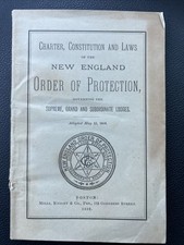 New England Order of Protection Charter Constitution & Laws 1888 Boston Booklet picture