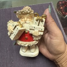 vintage 1950s/1960s Mid-Century ceramic Spaghetti-Trim Santa figurine picture